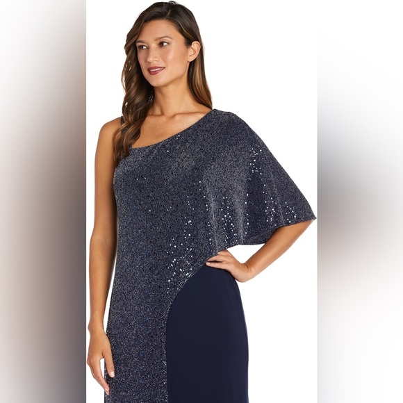 R & M Richards Black Knit One ShoulderJumpsuit - Picture 3 of 12